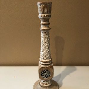 Candlestick white shabby wash chic wood 16” high